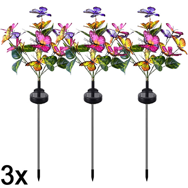 3x Solárne vonkajšie svetlá v tvare motýľov | FLUTIX