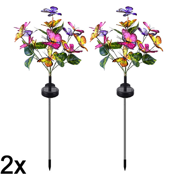 2x Solárne vonkajšie svetlá v tvare motýľov | FLUTIX