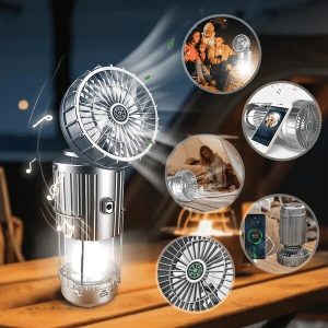 5 v 1 kempingová lampa - ventilátor, svetlo, reproduktor, powerbanka a kompas | LANTFAN