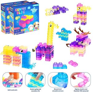 Mäkké stláčateľné stavebné kocky - 40 ks, TPE, vek 3+ | JELLYFUN